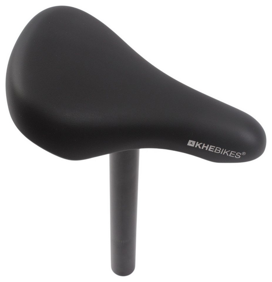 KHEbikes Fahrradsattel KHE BMX Sattelcombo One Piece 27,2 mm Gepolstert Schwarz, mit integrierter 27,2 mm Sattelstütze