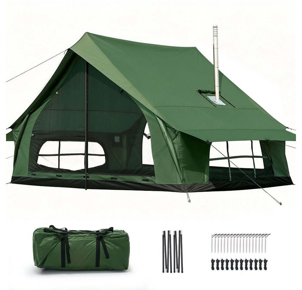 Meulbaty aufblasbares Zelt Campingzelt, 300x210x200 cm, Schnell aufzubauen, leicht transportieren, Personen: 4 (1 tlg., mit Kaminöffnung, Gampingzelt aus Oxford-Stoff), Air Glamping Zelte für 4 Jahreszeiten Camping