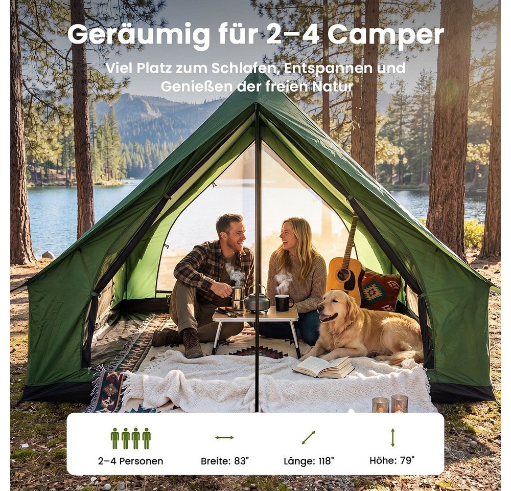 Meulbaty aufblasbares Zelt Campingzelt, 300x210x200 cm, Schnell aufzubauen, leicht transportieren, Personen: 4 (1 tlg., mit Kaminöffnung, Gampingzelt aus Oxford-Stoff), Air Glamping Zelte für 4 Jahreszeiten Camping Bild 2
