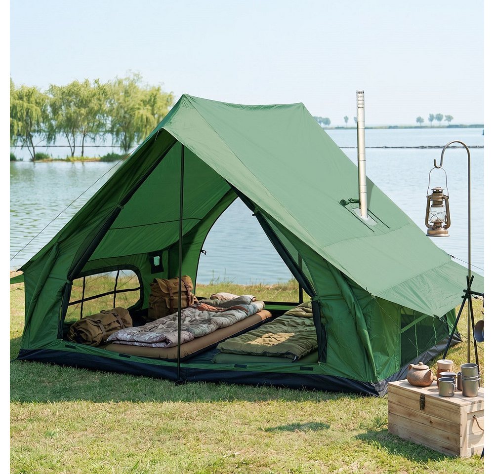 Meulbaty aufblasbares Zelt Campingzelt, 300x210x200 cm, Schnell aufzubauen, leicht transportieren, Personen: 4 (1 tlg., mit Kaminöffnung, Gampingzelt aus Oxford-Stoff), Air Glamping Zelte für 4 Jahreszeiten Camping Bild 3