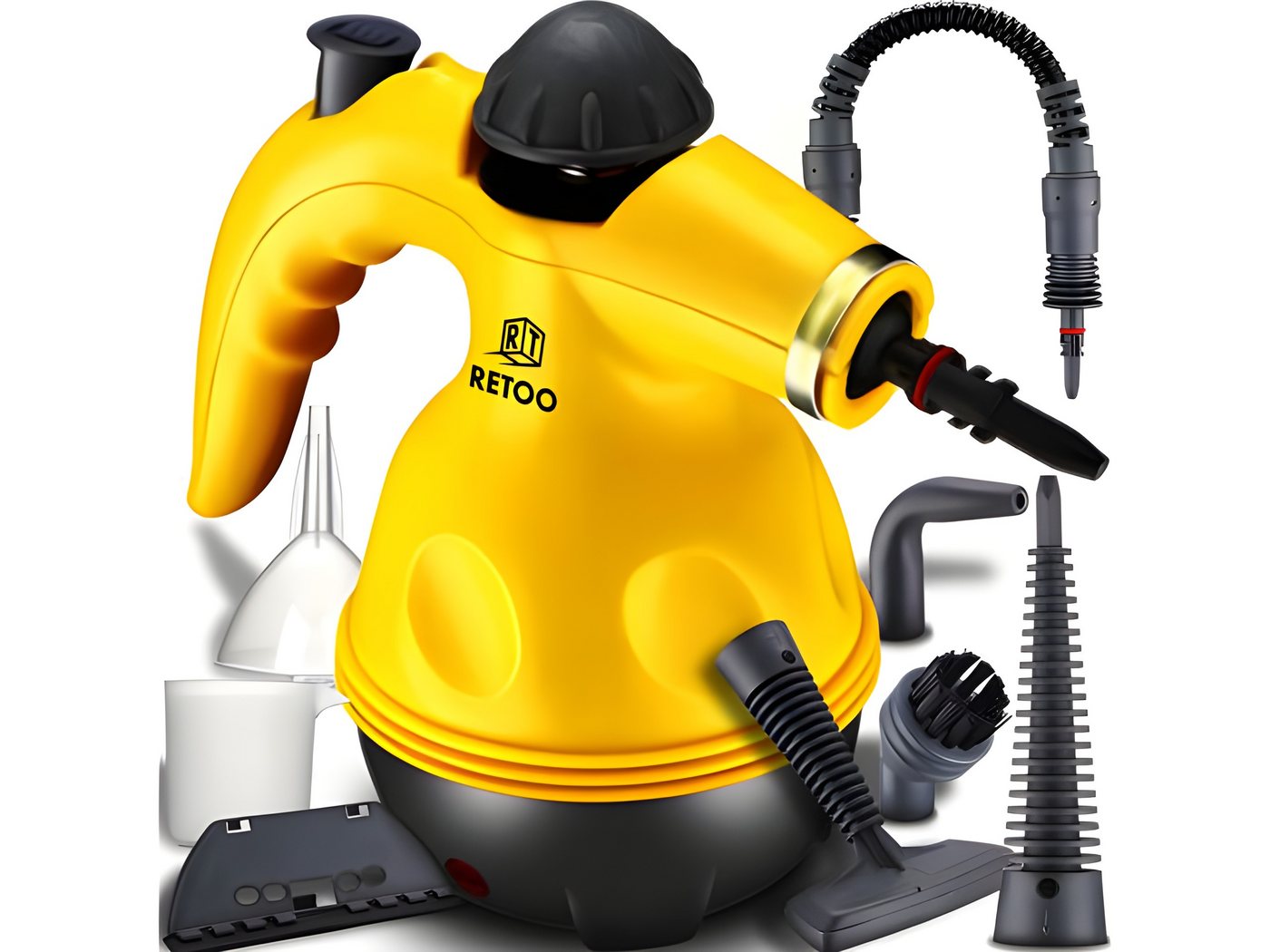 Retoo Dampfreiniger Dampfreiniger Set XXL 1000 W, 1000 W, 900–1000 W, 300-ml-Wassertank, 270-cm-Kabel, umfangreiches Zubehör