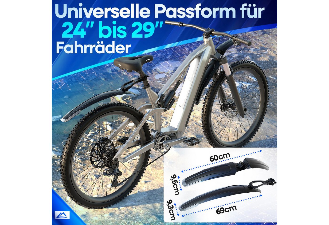 Nextcover Schutzblech Set vorne & hinten, abnehmbar, für MTB 24 bis 29 Zoll, Schnellspanner Bild 2