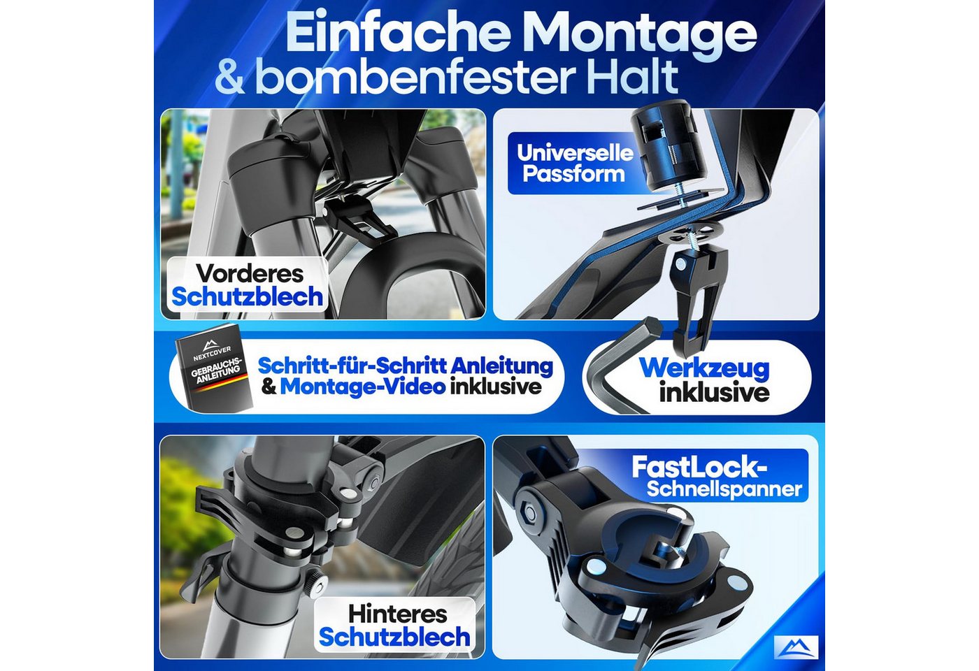 Nextcover Schutzblech Set vorne & hinten, abnehmbar, für MTB 24 bis 29 Zoll, Schnellspanner Bild 5