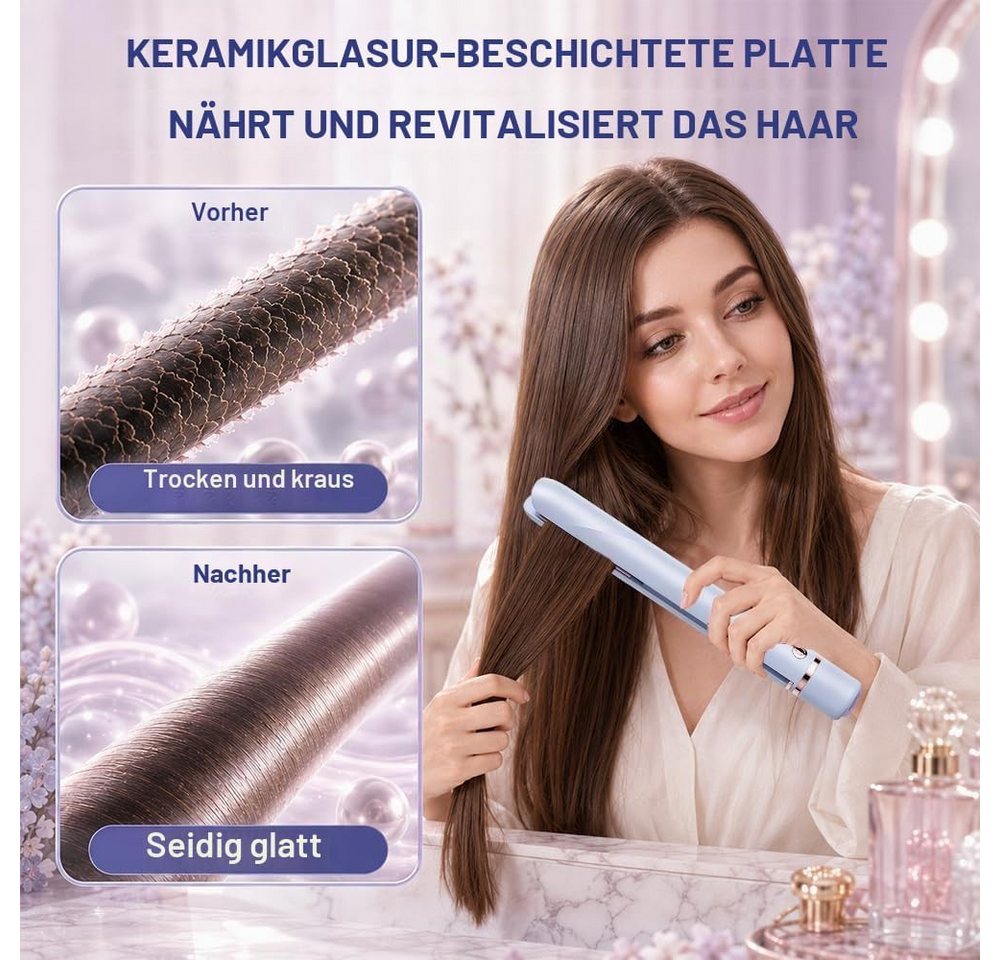 FELIXLEO Mini-Reiseglätteisen Mini Glätteisen Kabellos Tragbarer Haarglätter mit Akku 2 in 1 Bild 3
