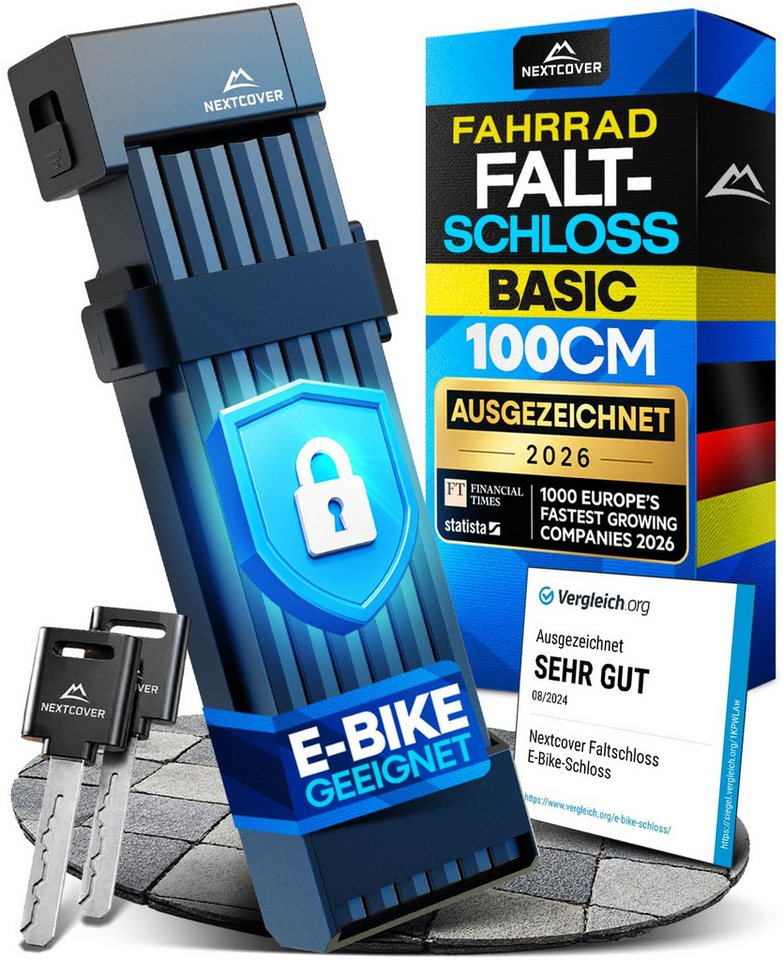 Nextcover Faltschloss SteelSecure mit Halterung, ca. 100 oder 120 cm, Schlüssel oder Code Bild 5
