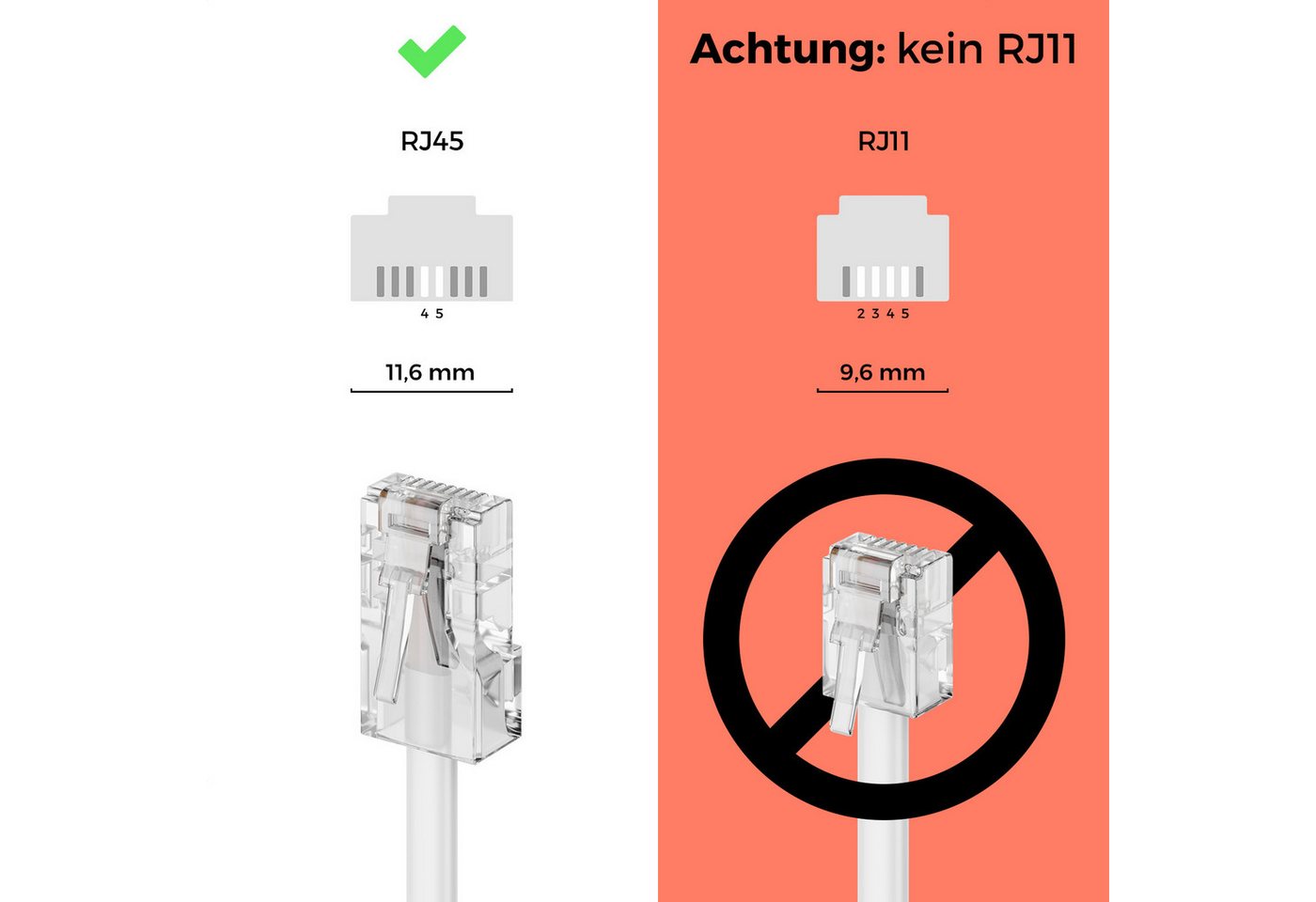 deleyCON deleyCON 30m TAE Anschlusskabel Routerkabel TAE-F auf RJ45 Stecker LAN-Kabel