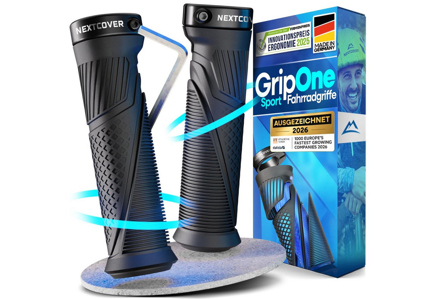 Nextcover Fahrradlenkergriff GripOne Comfort oder Sport, ergonomisch, Alu-Klemmung, Lenker 22,2 mm Bild 2