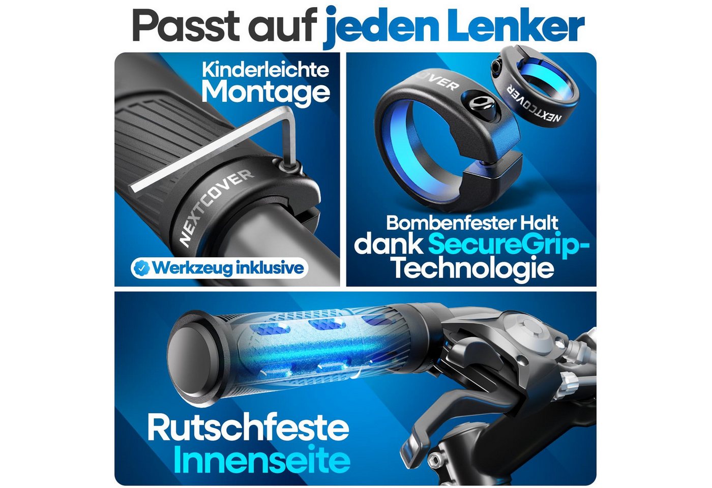 Nextcover Fahrradlenkergriff GripOne Comfort oder Sport, ergonomisch, Alu-Klemmung, Lenker 22,2 mm Bild 4