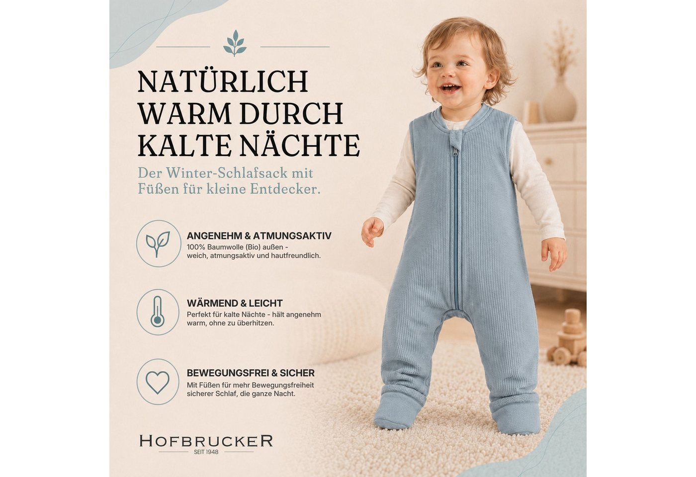 Hofbrucker seit 1948 Babyschlafsack Baby Winter Schlafsack mit Füßen MATTI Bild 2