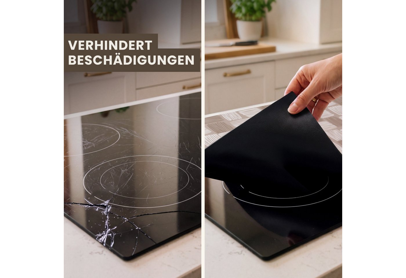 MuchoWow Herd-Abdeckplatte Block - Muster - Braun, Vinyl, (1 tlg), Küche Herdabdeckung Ceranfeld Induktionsfeld Vinyl, 60x60 cm Bild 2
