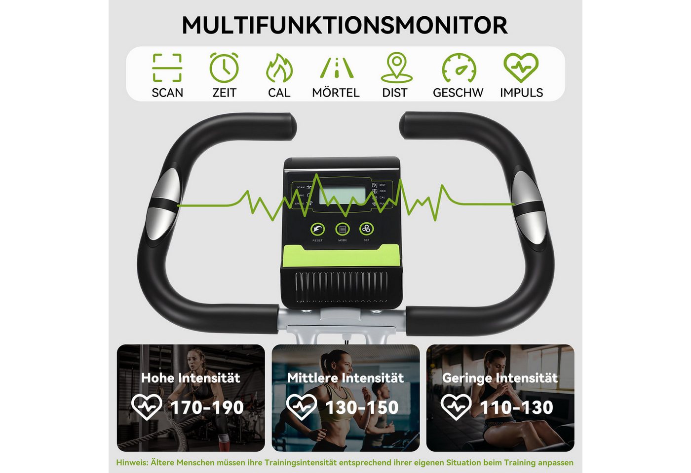 kehot Heimtrainer Heimtrainer Fahrrad klappbar mit Bluetooth und Magnetwiderstand (Indoor Bike mit Kinomap- und Zwift-Kompatibilität, Fitnessbike mit LCD-Display und Pulssensoren), X-Bike mit Rückenlehne, bis 145 kg belastbar Bild 3