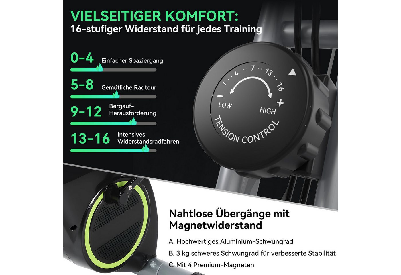 kehot Heimtrainer Heimtrainer Fahrrad klappbar mit Bluetooth und Magnetwiderstand (Indoor Bike mit Kinomap- und Zwift-Kompatibilität, Fitnessbike mit LCD-Display und Pulssensoren), X-Bike mit Rückenlehne, bis 145 kg belastbar Bild 5