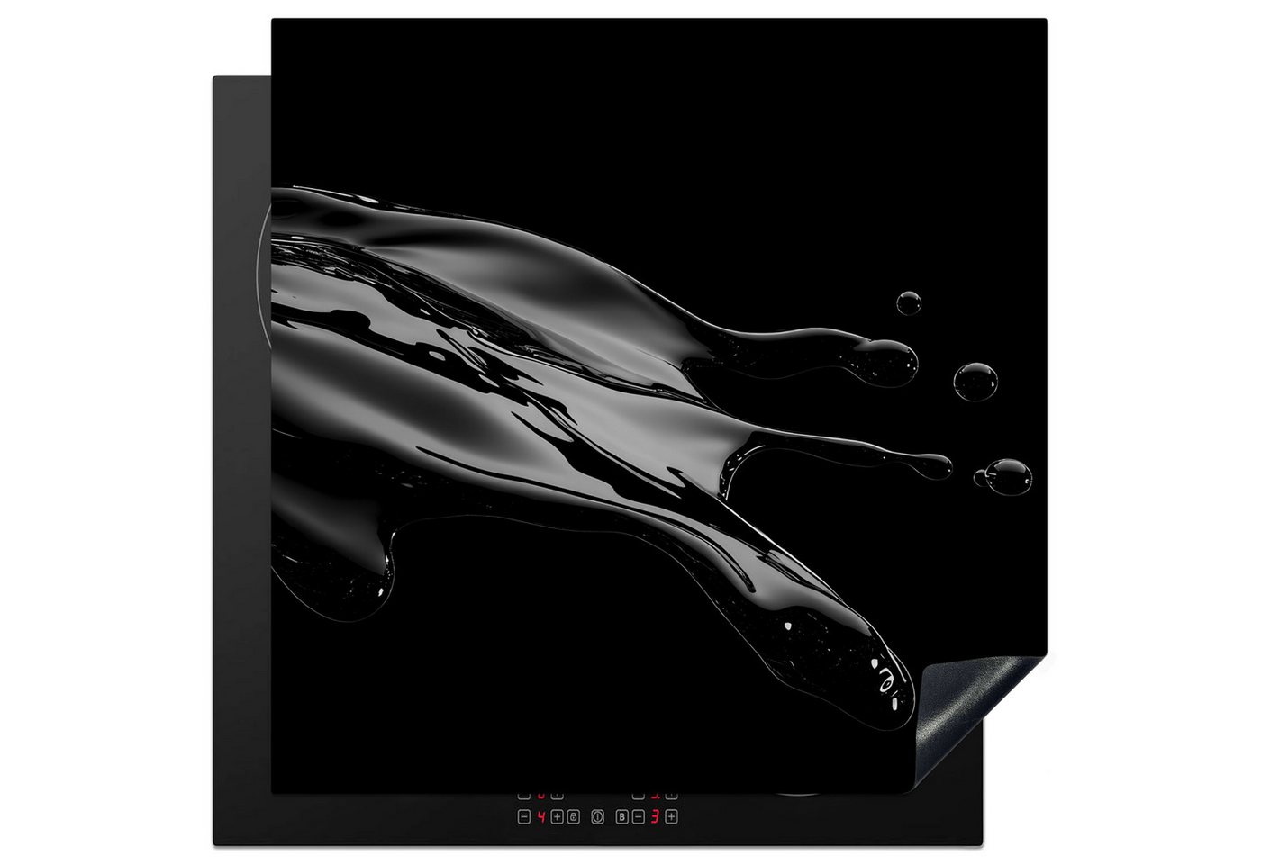 MuchoWow Herd-Abdeckplatte Schwarz - Spritzwasser - Wasser, Vinyl, (1 tlg), Cerankochfeld Abdeckung, Herd Abdeckplatten Vinyl, 58x59 cm Bild 5