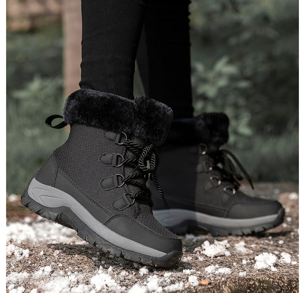HUSK'SWARE Schneeschuhe Warme gefütterte Winterstiefel (Warme Wanderschuhe, High-Top-Schuhe), Mit weichem Kunstfellrand