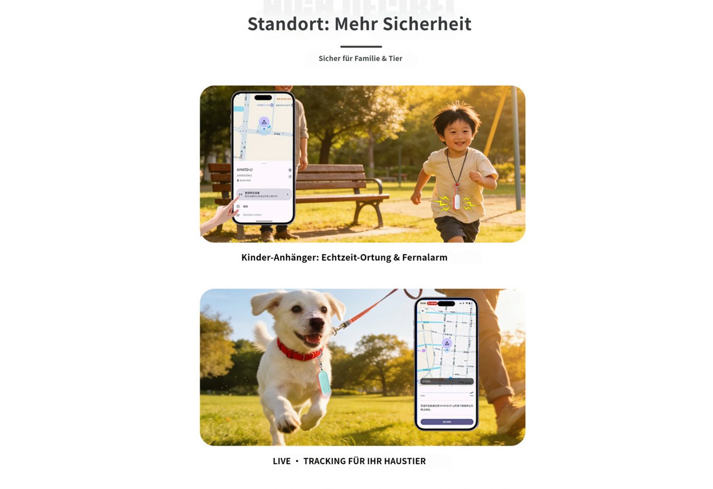 KINSI Persönlicher Sicherheitsalarm mit GPS-Ortung,Kompatibel mit Apple GPS-Tracker (Tragbarer Sicherheitsanhänger fürfür Damen,Kinder & Haustiere) Bild 4
