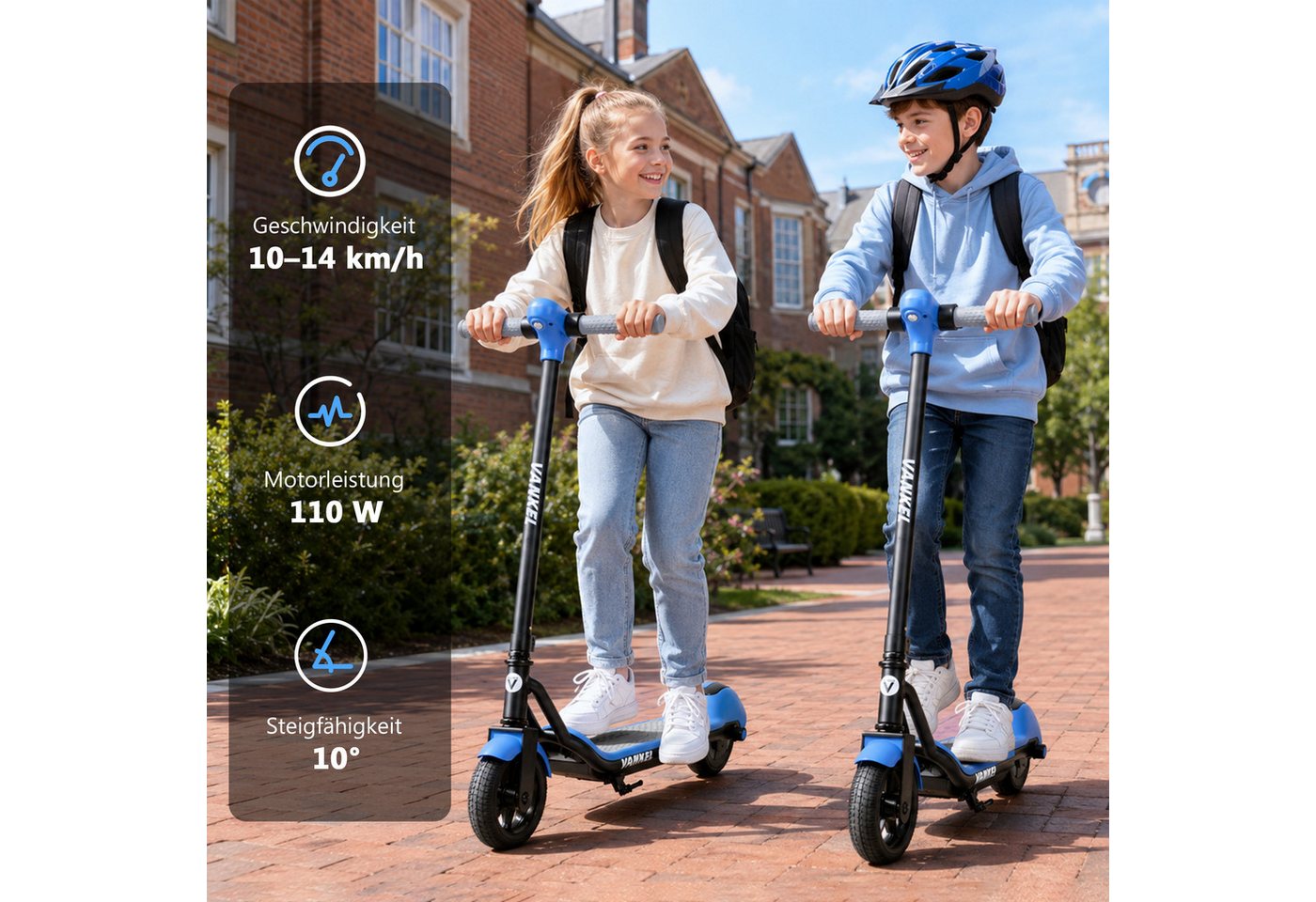 WHEELYOU E-Scooter Kinder ab 6 Jahren, Elektro Kinderroller, Bunte Leuchten, Cityroller, 110 W, mit Bluetooth-Lautsprecher, 6,5 Zoll E-roller, Cityroller, E-Bremse Bild 4
