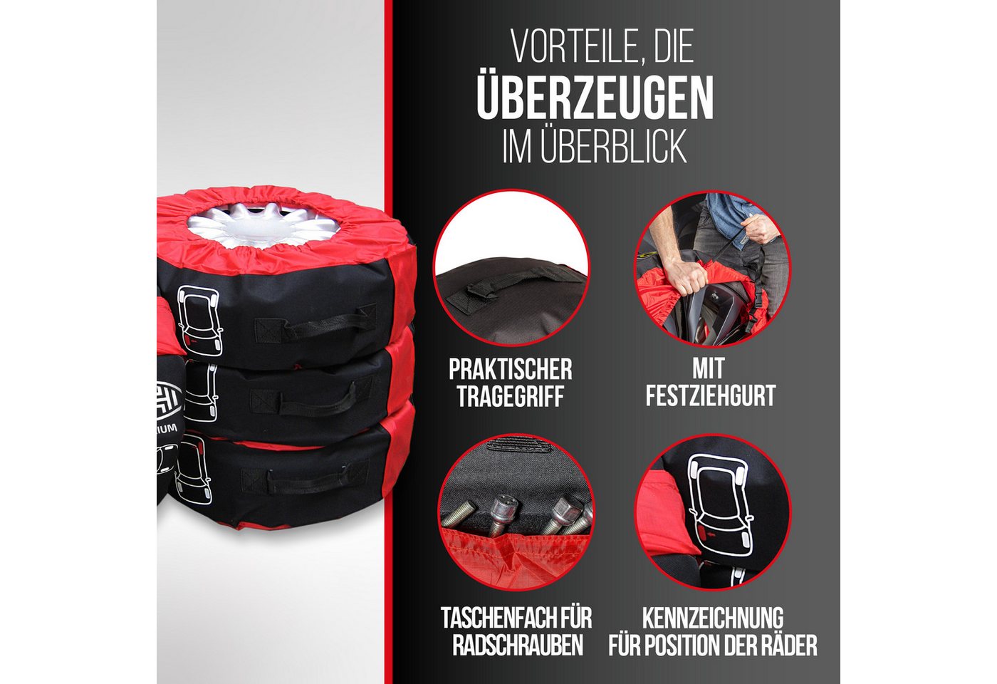 HEYNER Reifentasche Reifentaschen 4er Set wasserabweisend waschbar + Tasche 14-18 Zoll (Set) Bild 5