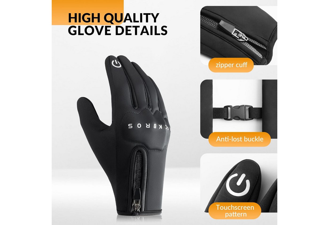 ROCKBROS Fahrradhandschuhe Winter Fahrradhandschuhe mit Touchscreen winddicht Unisex Bild 4