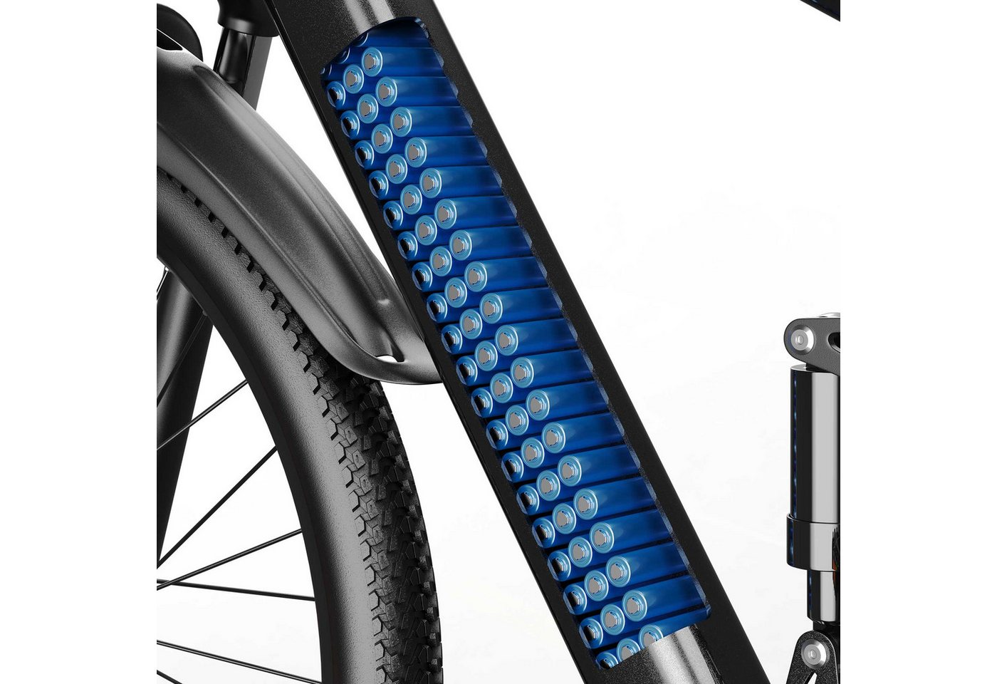 ZWHEEL E-Bike Cityrad Herren Damen E-Mountainbike 26 Zoll 250W 624Wh 90km Shimano 7-Gang, Kettenschaltung, Heckmotor, 624 Wh, (Beleuchtungsset mit Batterieladegerät, Batterieschlüssel, Werkzeug), 25 km/h 150mm Mitteldämpfer Mechanische Scheibenbremsen 26 Zoll 24kg Bild 5