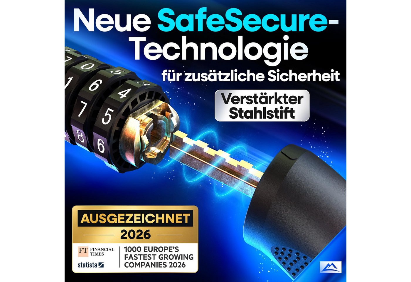 Nextcover Kettenschloss LockPro mit 5-stelligem Zahlencode, für E-Bike & Fahrrad, 6-mm-Kette Bild 4