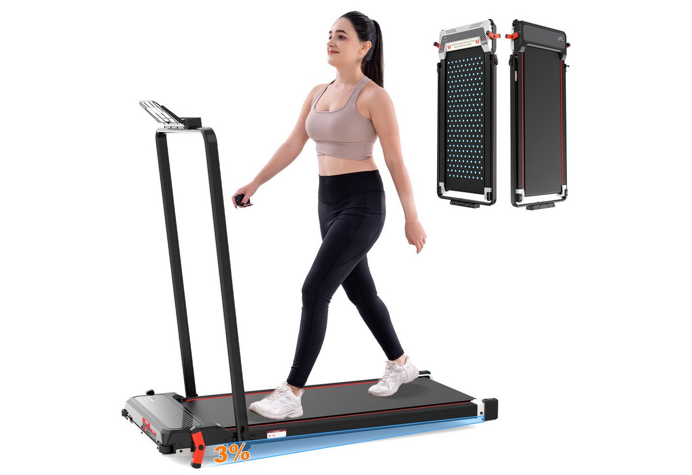CITYSPORTS Laufband Heim-Laufbänder mit Fußmassagematte-Funktion,mit Steigung, beidseitig (Mit Tools und Schmiermitteln), 440W Bürstenloser Motor, 1-6KM/H, max. Last 120KG, Walking/Jogging Pad Bild 3