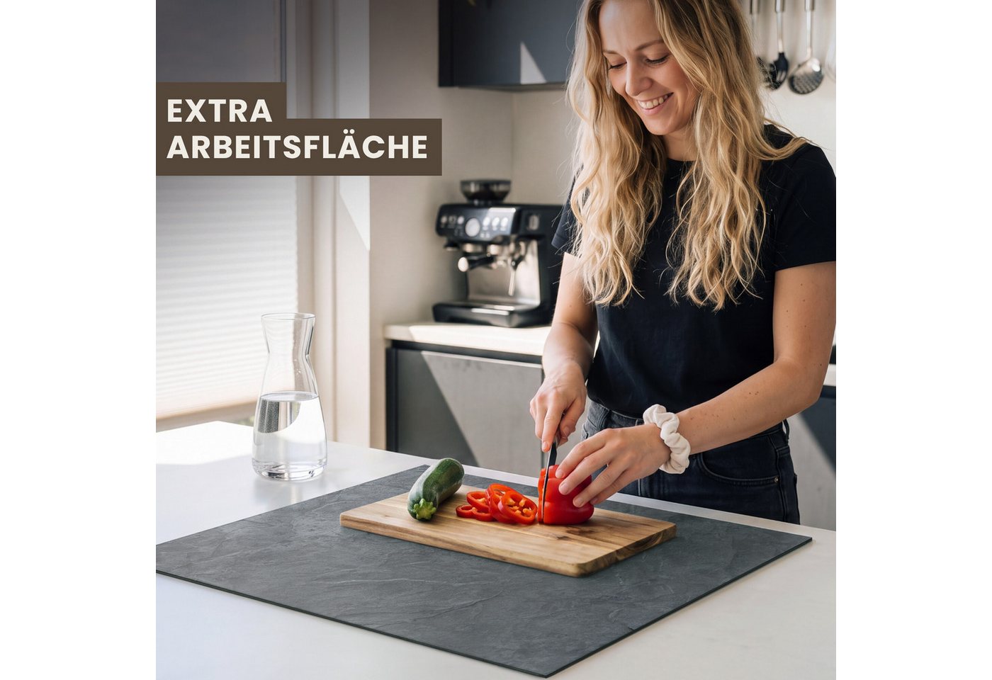 MuchoWow Herd-Abdeckplatte Beton - Induktionsschutz - Induktionsmatte - Grau - Industrie, Vinyl, (1 tlg), Abdeckplatte für Ceranfeld, Herd Inductionsmatte, 57.6x51.6 cm Bild 5