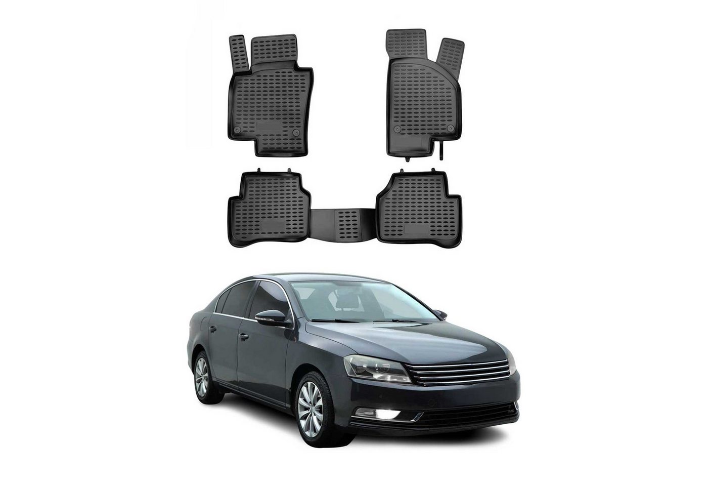 OMAC Auto-Fußmatten für VW Passat B7 2011-2015 Schwarz 4 tlg TPE (4 St), für VW Passat B7 2011-2015 VW Passat B7 2011-2015, Antirutsch,Wasserfest,Einfache Installation Bild 2