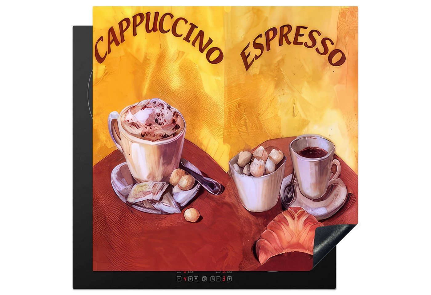 MuchoWow Herd-Abdeckplatte Cappuccino - Espresso - Kaffee - Vintage, Vinyl, (1 tlg), Küche Herdabdeckung Ceranfeld Induktionsfeld Vinyl, 60x60 cm Bild 4