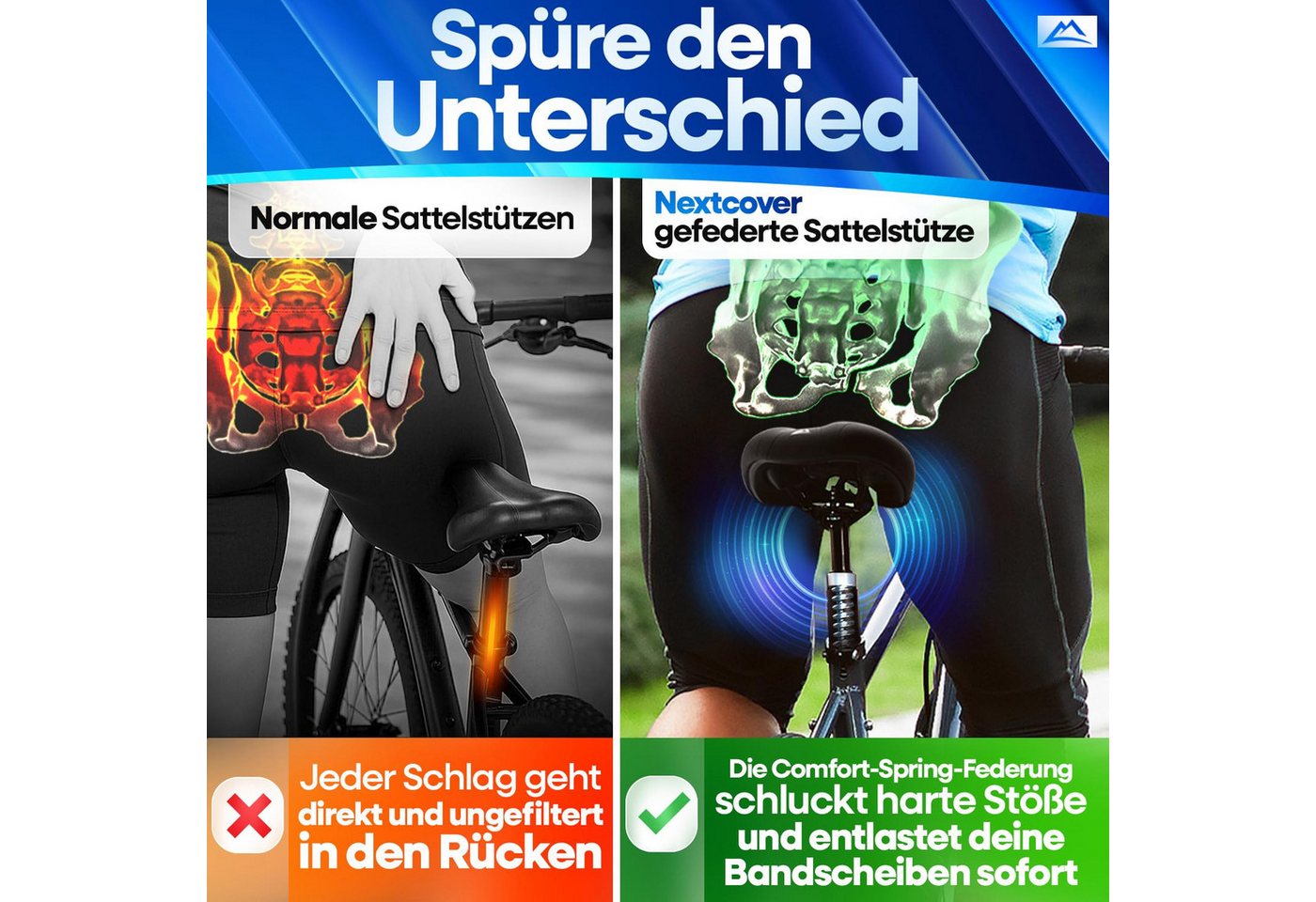 Nextcover Sattelstütze gefedert, Aluminium, für E-Bike, Standard oder Pro, Ø 27,2 bis 34,9 mm Bild 4