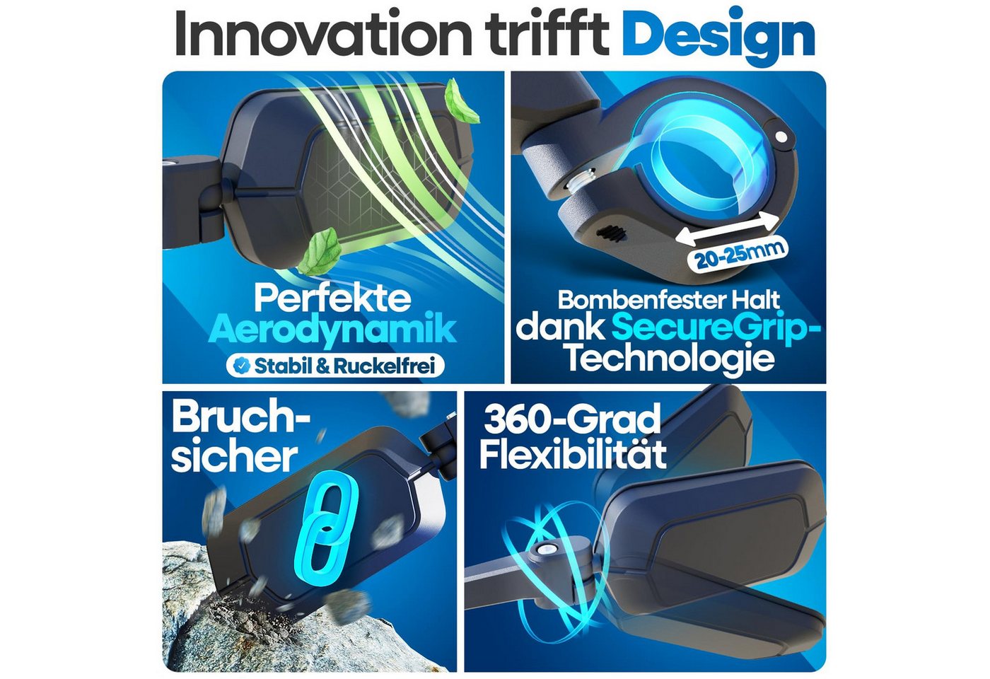Nextcover Fahrradspiegel ProVision mit Echtglas, für E-Bike & Pedelec, Lenker Ø 22,2 mm Bild 4