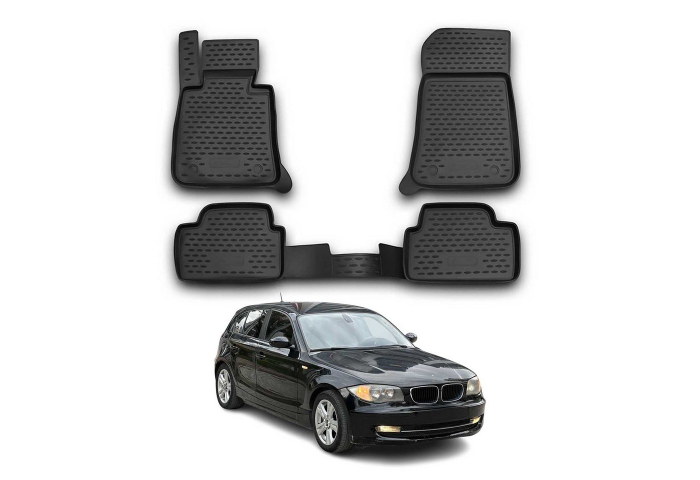 OMAC Auto-Fußmatten für BMW 1er E87 HB 5tür 2004-2011 Schwarz 4 tlg TPE (4 St), Antirutsch,Wasserfest,Einfache Installation Bild 2