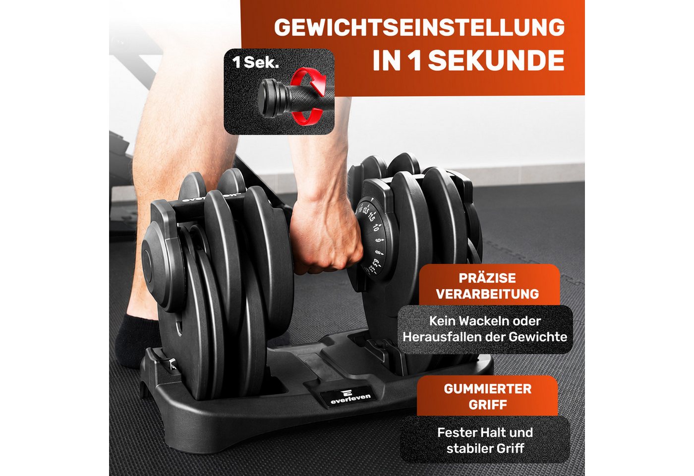 EVERLEVEN Hantel-Set Verstellbare Kurzhanteln - bis 16 Gewichtseinstellungen - Hantelset Bild 2
