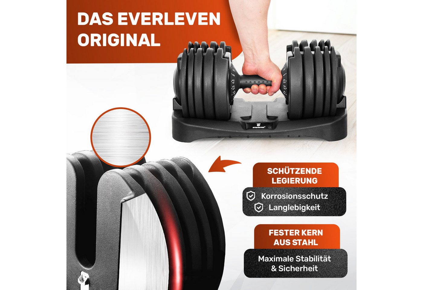 EVERLEVEN Hantel-Set Verstellbare Kurzhanteln - bis 16 Gewichtseinstellungen - Hantelset Bild 5