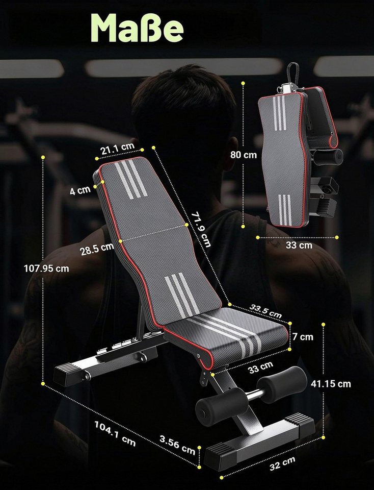 Dripex Half Rack Multifunktionale Hantelbank, klappbare Fitnessbank, 98% Vormontiert, Positionen Steigung/Gefälle/Flach, Breiterer Sitz Bild 3