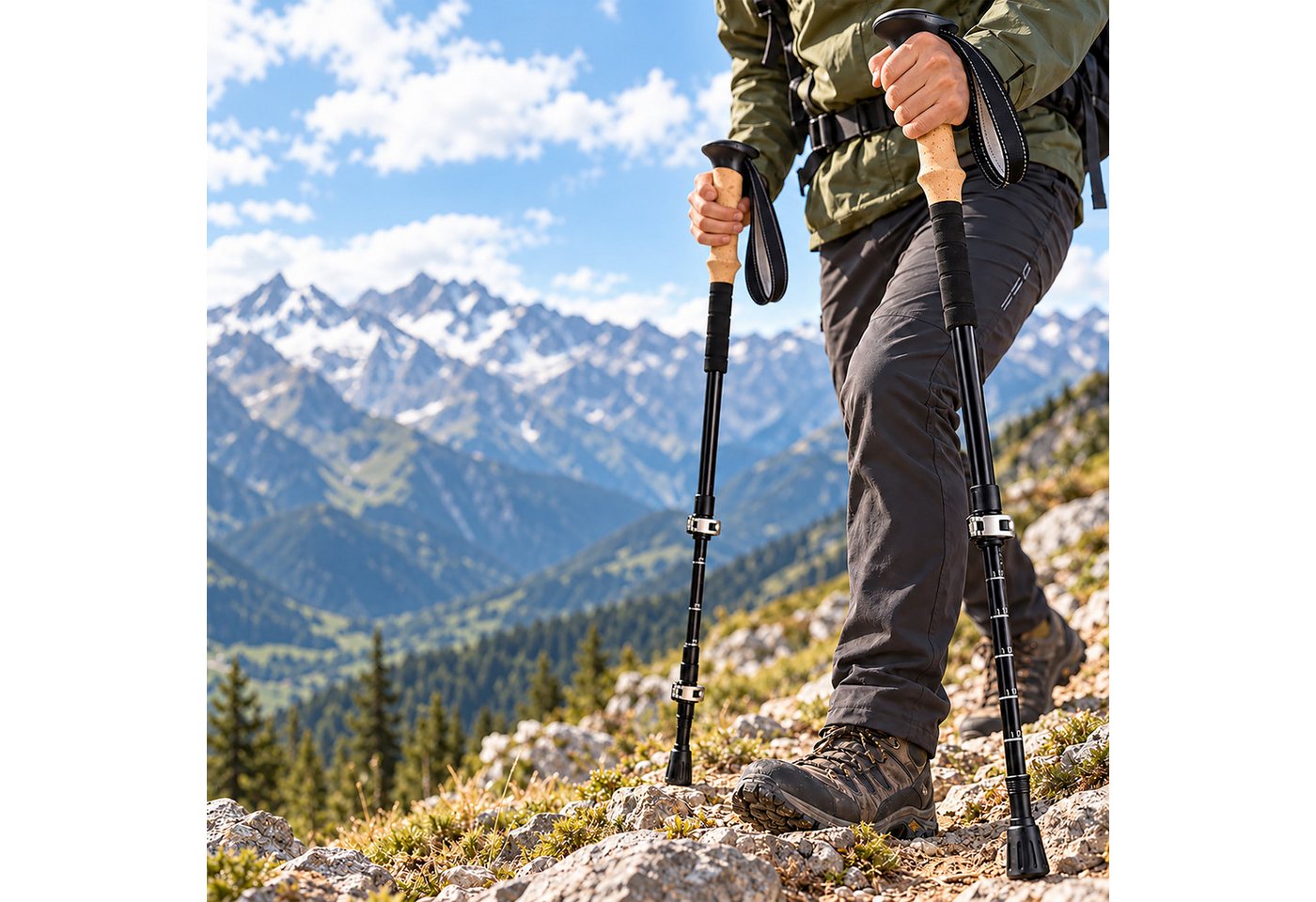 relaxdays Trekking-Stöcke Wanderstöcke Teleskop 2er Set (2 St), schwarz Bild 4