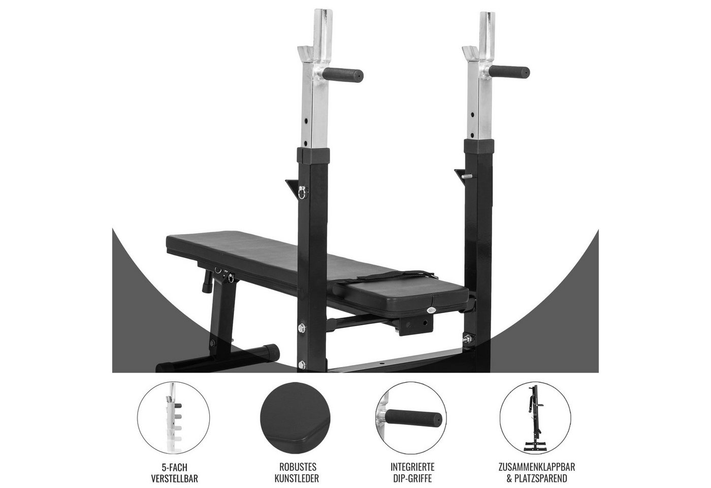 GORILLA SPORTS Hantelbank Hantelbank mit Langhantelset Gripper 100 kg Bild 2
