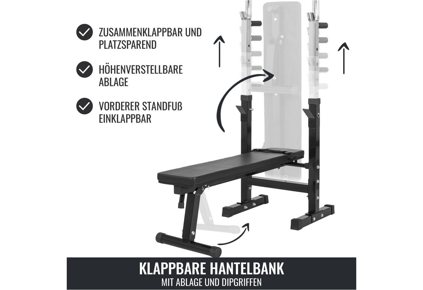 GORILLA SPORTS Hantelbank Hantelbank mit Langhantelset Gripper 100 kg Bild 4