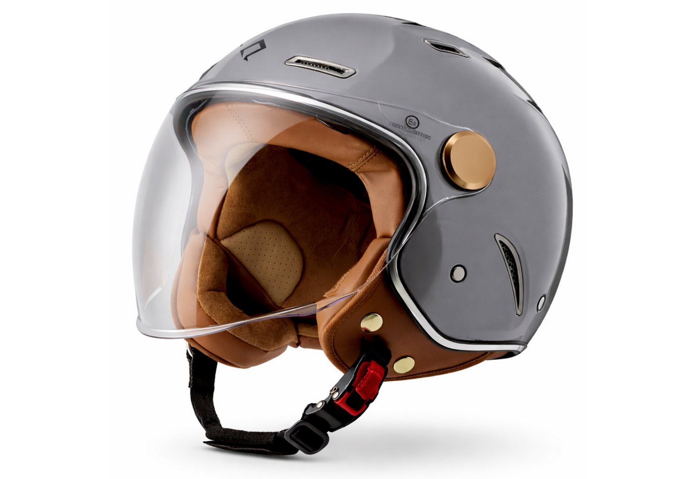 Burnout Motorradhelm Jethelm Retro Look, Sonnenvisier Klarsichtvisier, ECE 22.14 Bild 4