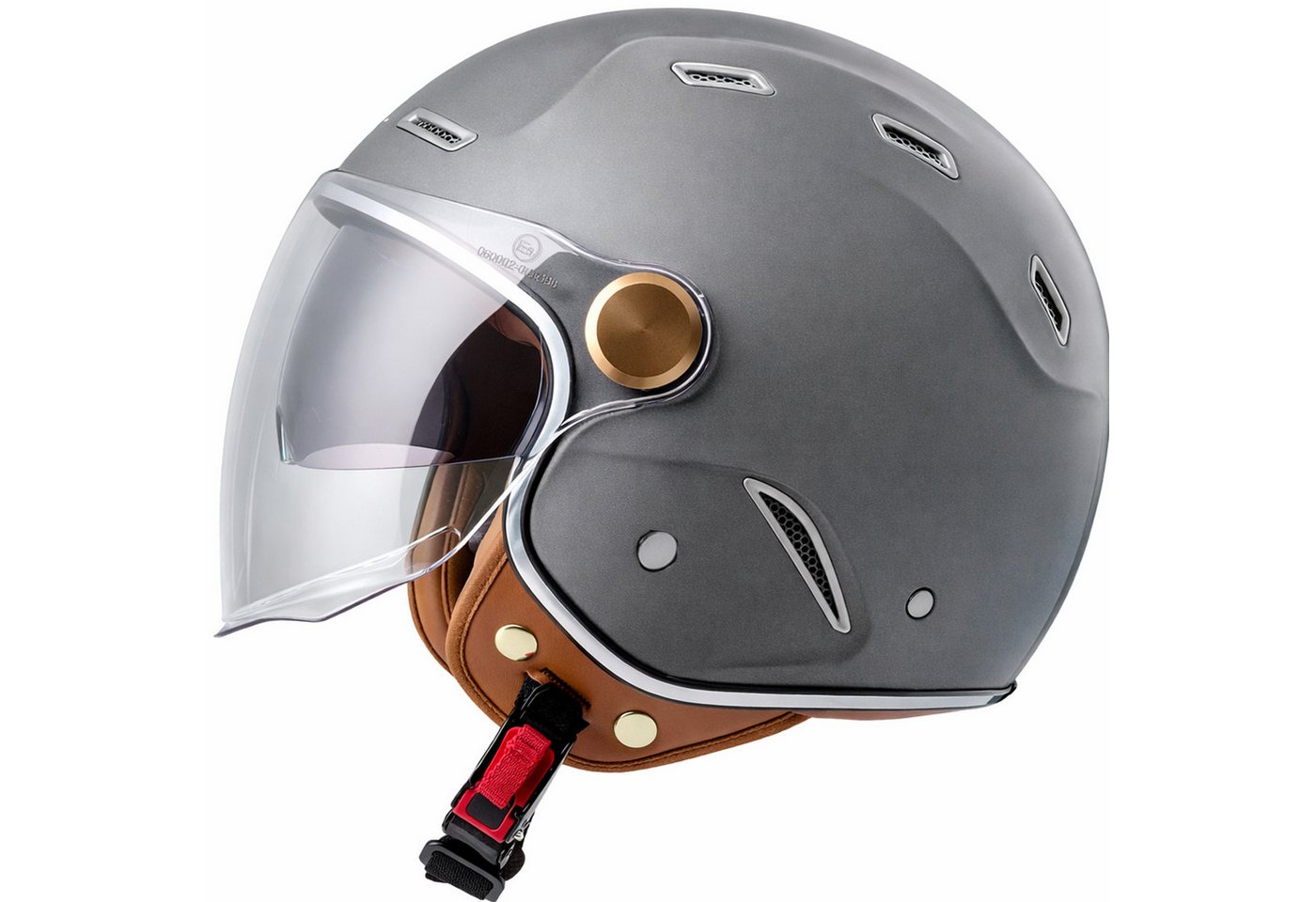 Burnout Motorradhelm Jethelm Retro Look, Sonnenvisier Klarsichtvisier, ECE 22.14 Bild 5