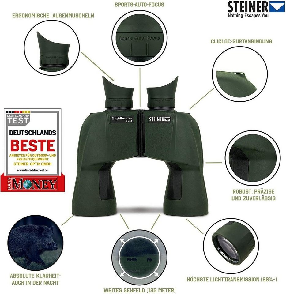 Steiner Nighthunter 8x56 Fernglas (Jagd, Nachtglas, Feldstecher, Jagdfernglas) Bild 2