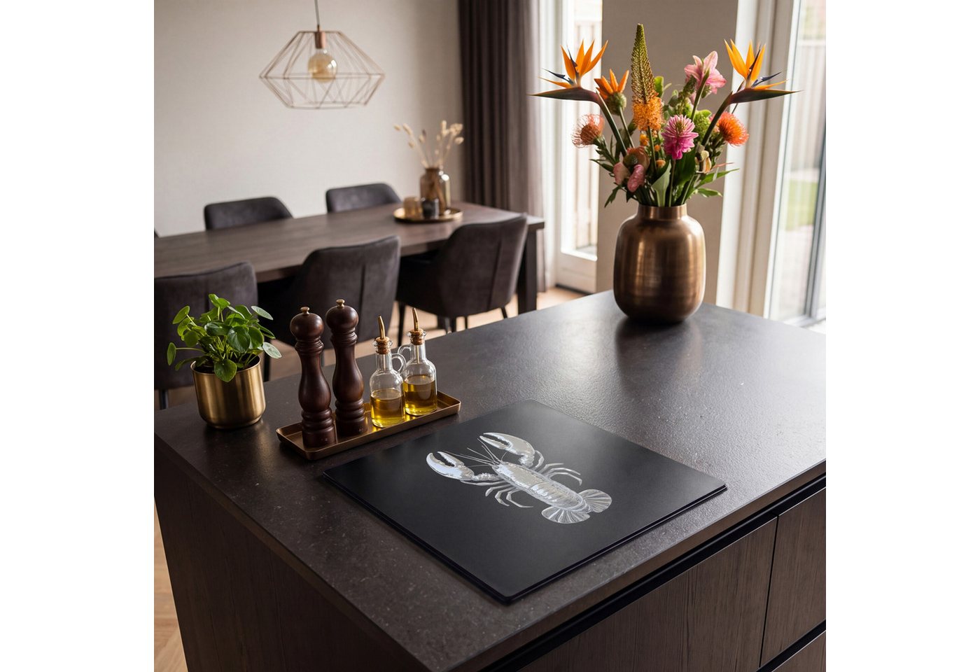MuchoWow Herd-Abdeckplatte Hummer - Silber - Metallisch - Luxus, Vinyl, (1 tlg), Küche Herdabdeckung Ceranfeld Induktionsfeld Vinyl, 60x60 cm Bild 2