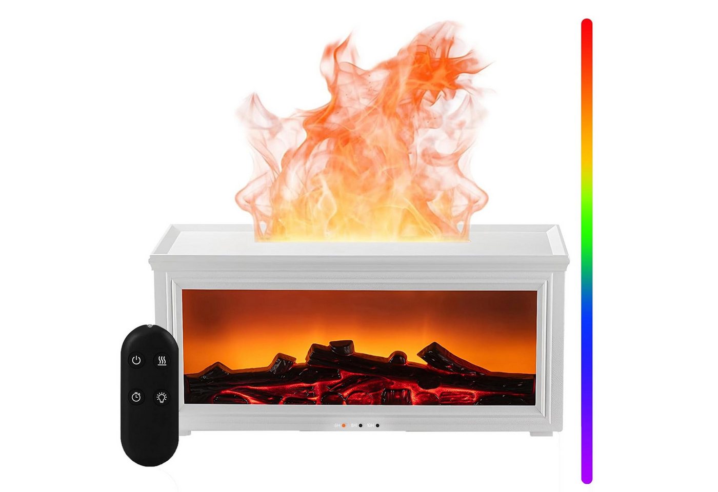 KINSI Luftbefeuchter Aroma Diffuser mit Luftbefeuchter, Kamin Flammen Effekt, LED Licht, Ultraschall-Luftbefeuchter, großer Wassertank (280 ml), 7 Lichtfarben