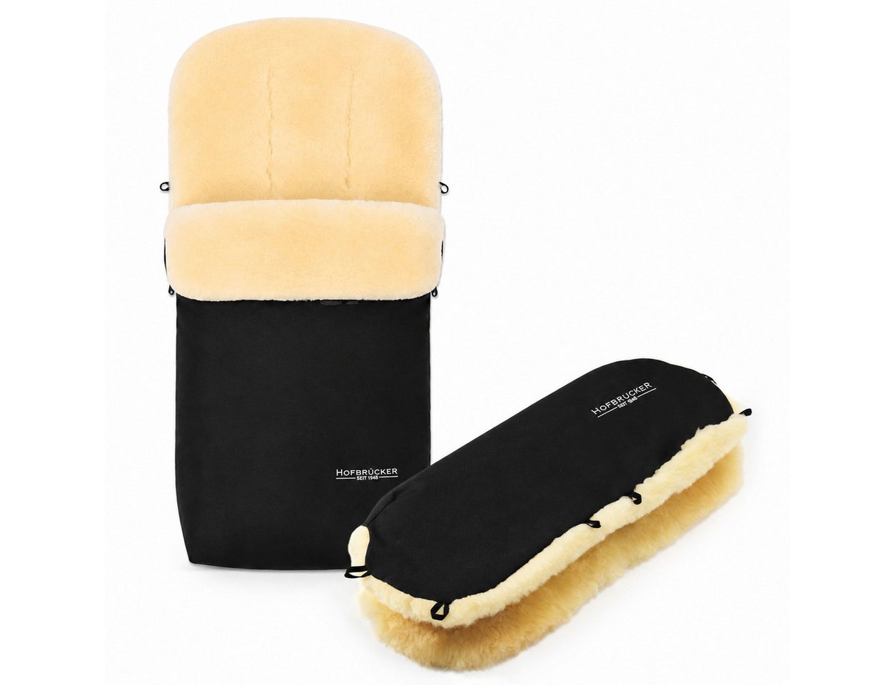 Hofbrucker seit 1948 Fußsack Hofbrucker Winter Lammfell Fußsack Putzi – Set mit Handwärmer