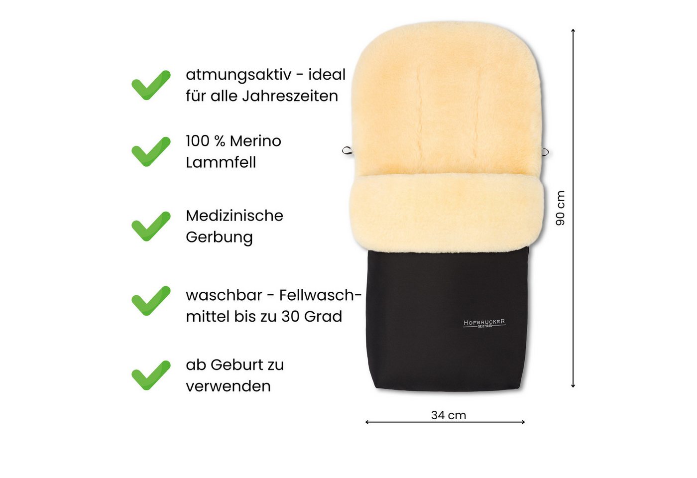 Hofbrucker seit 1948 Fußsack Hofbrucker Winter Lammfell Fußsack Putzi – Set mit Handwärmer Bild 5