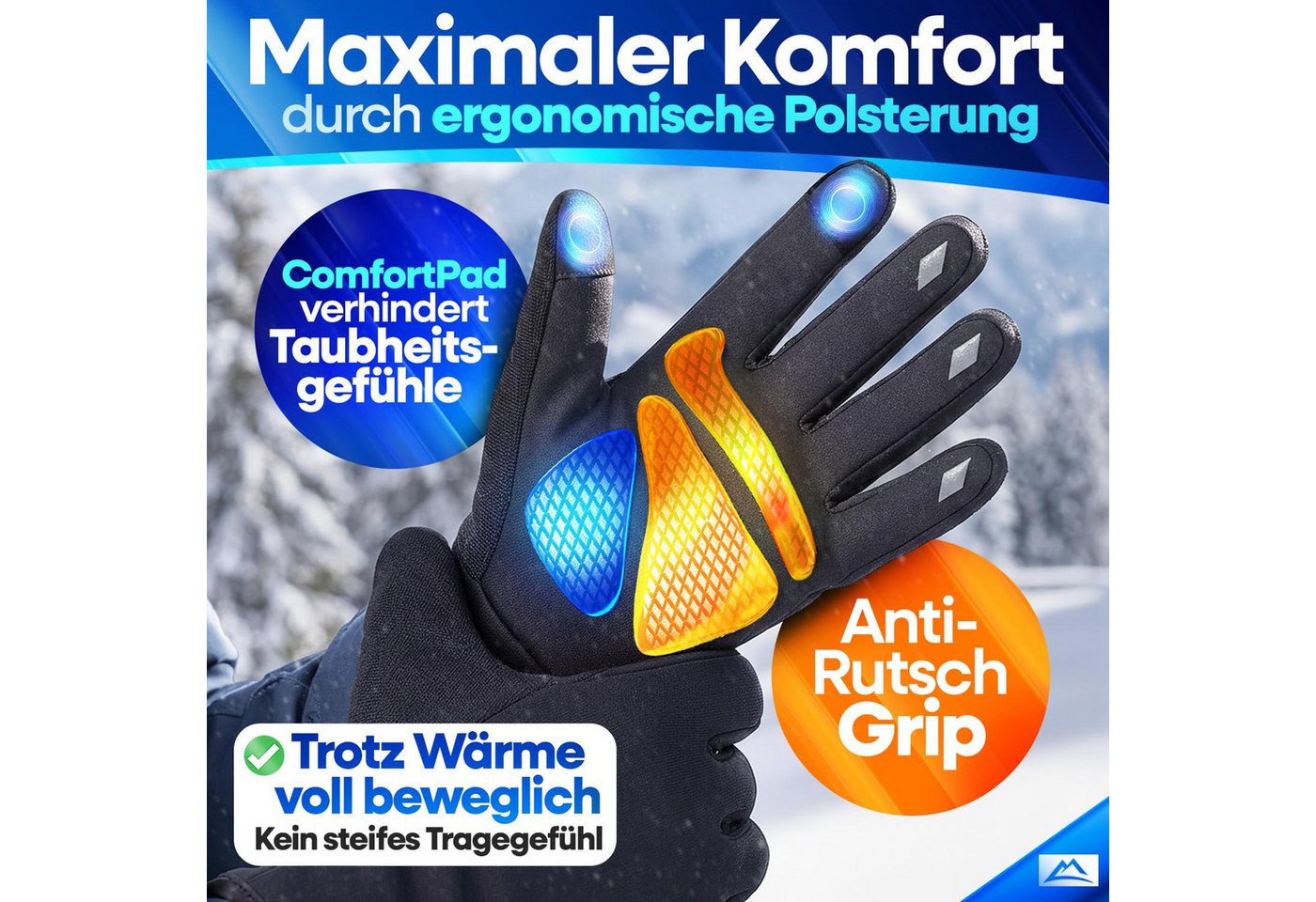 Nextcover Fahrradhandschuhe ThermoShield für Übergang oder Winter, Reflektor-Logo, Damen & Herren Bild 2
