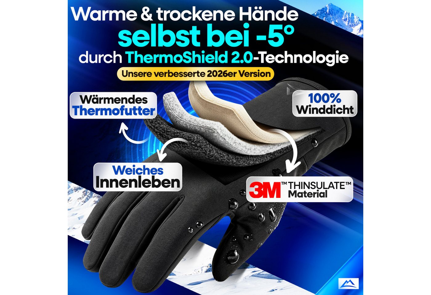 Nextcover Fahrradhandschuhe ThermoShield für Übergang oder Winter, Reflektor-Logo, Damen & Herren Bild 4