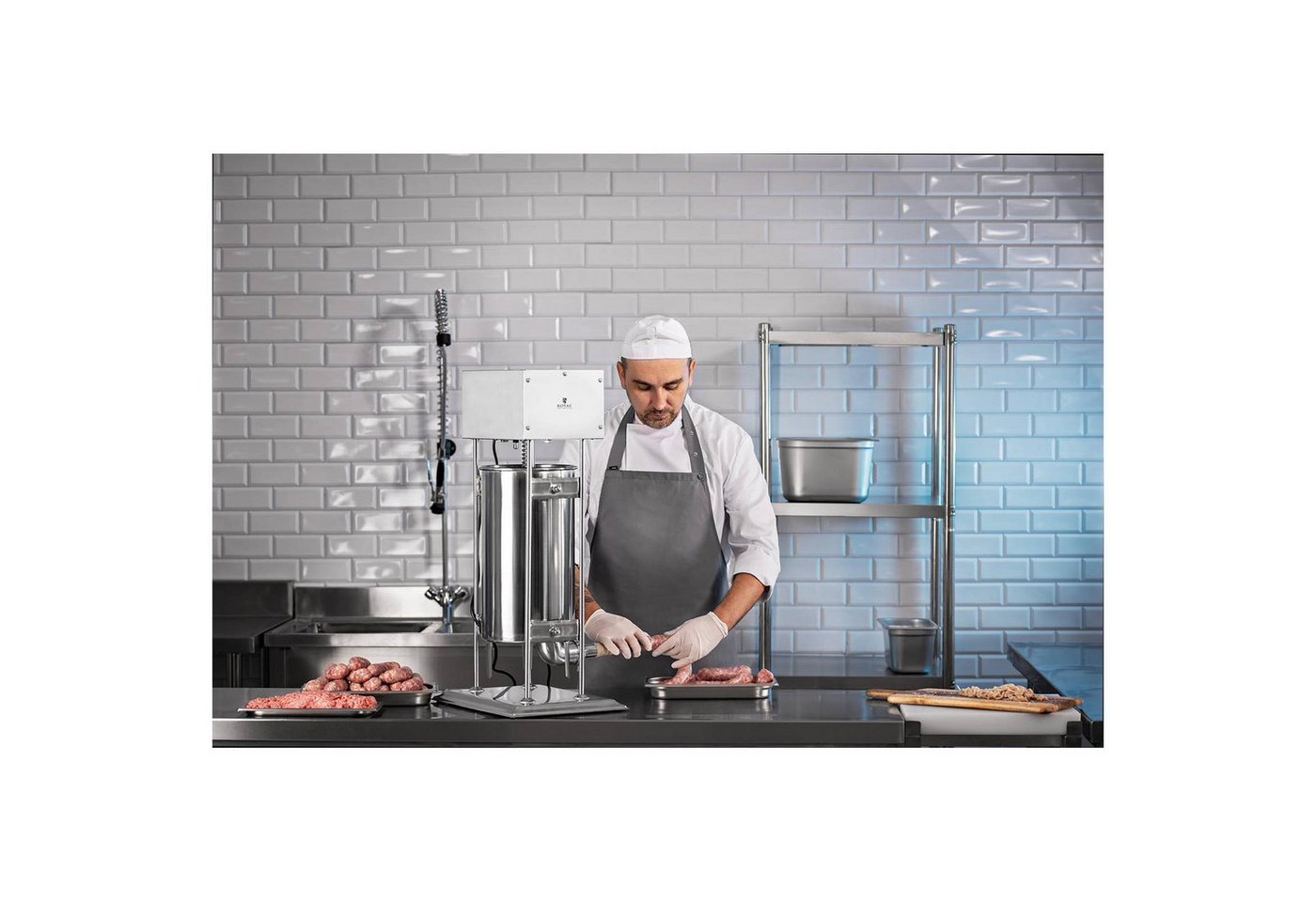 Royal Catering Wurstfüllaufsatz 15 L Wurstfüller elektrisch Wurstmaschine Edelstahl Wurstpresse 260 W