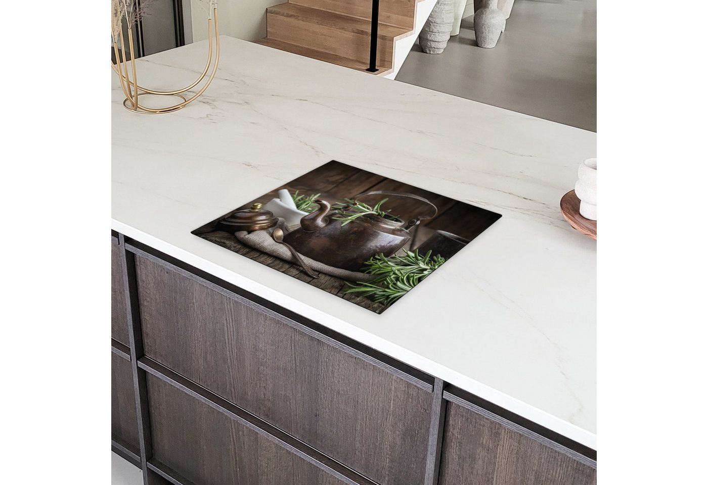 MuchoWow Herd-Abdeckplatte Tee - Teekanne - Gewürze, Vinyl, (1 tlg), Cerankochfeld Abdeckung, Herd Abdeckplatten Vinyl, 58.3x51.3 cm Bild 3