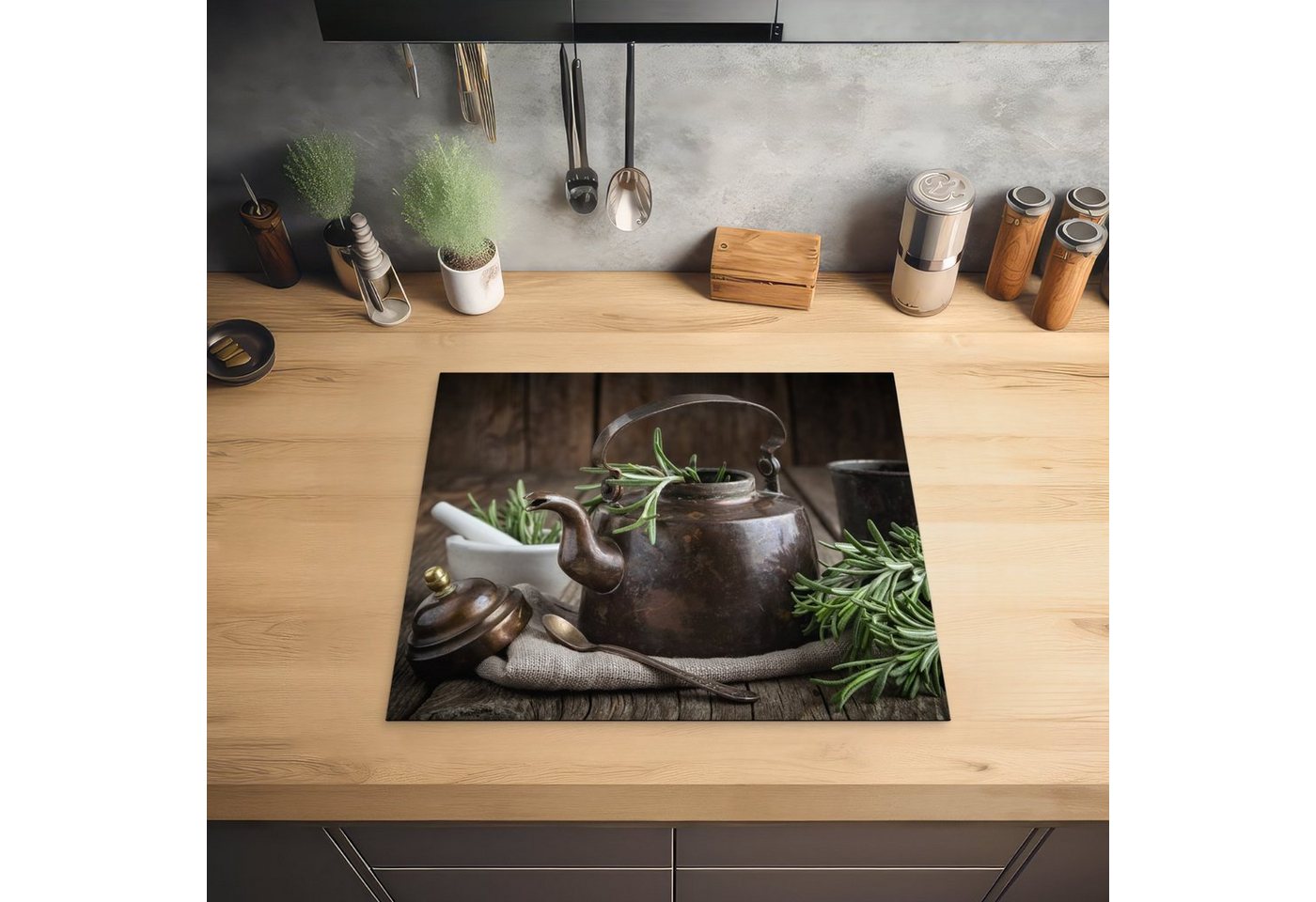 MuchoWow Herd-Abdeckplatte Tee - Teekanne - Gewürze, Vinyl, (1 tlg), Cerankochfeld Abdeckung, Herd Abdeckplatten Vinyl, 58.3x51.3 cm Bild 4