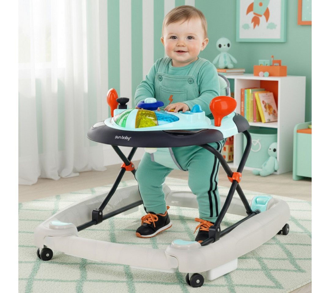 Sun Baby Lauflernhilfe SUN BABY Grand Prix Lauflernhilfe 2in1 Schaukel Sound - Blau-Grau Bild 3